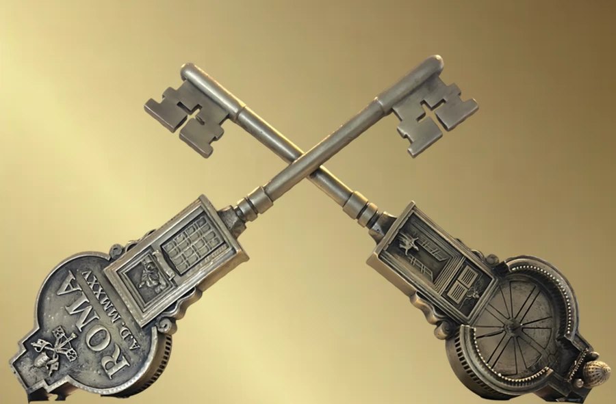 Le Chiavi rinnovano fedelmente la Piazza, il Colonnato e la Cupola di San Pietro — realizzate su autorizzazione del Vaticano.
