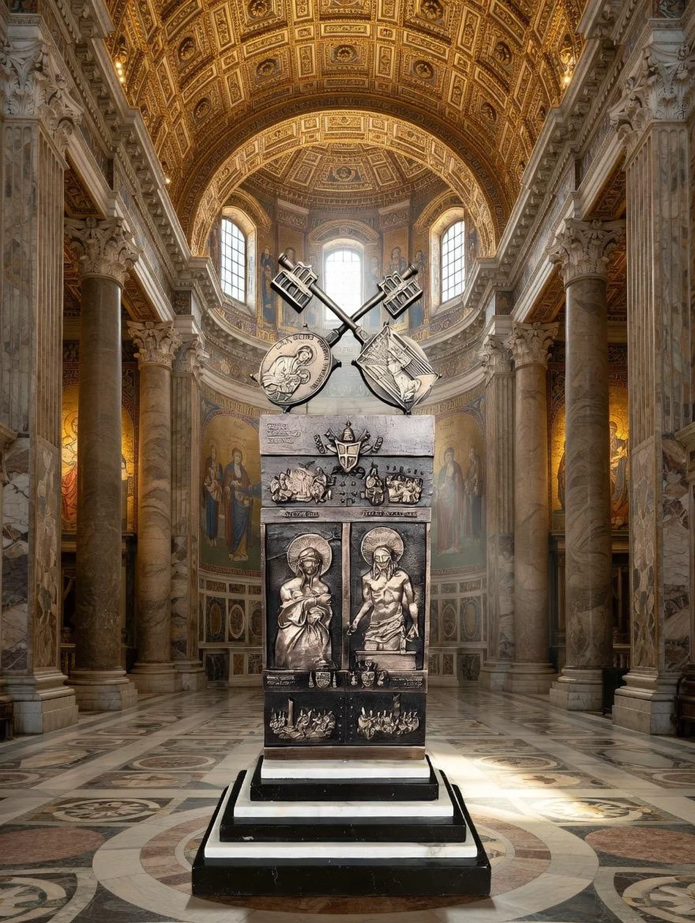 Un'interpretazione dell'opera nel contesto della Basilica di San Pietro.