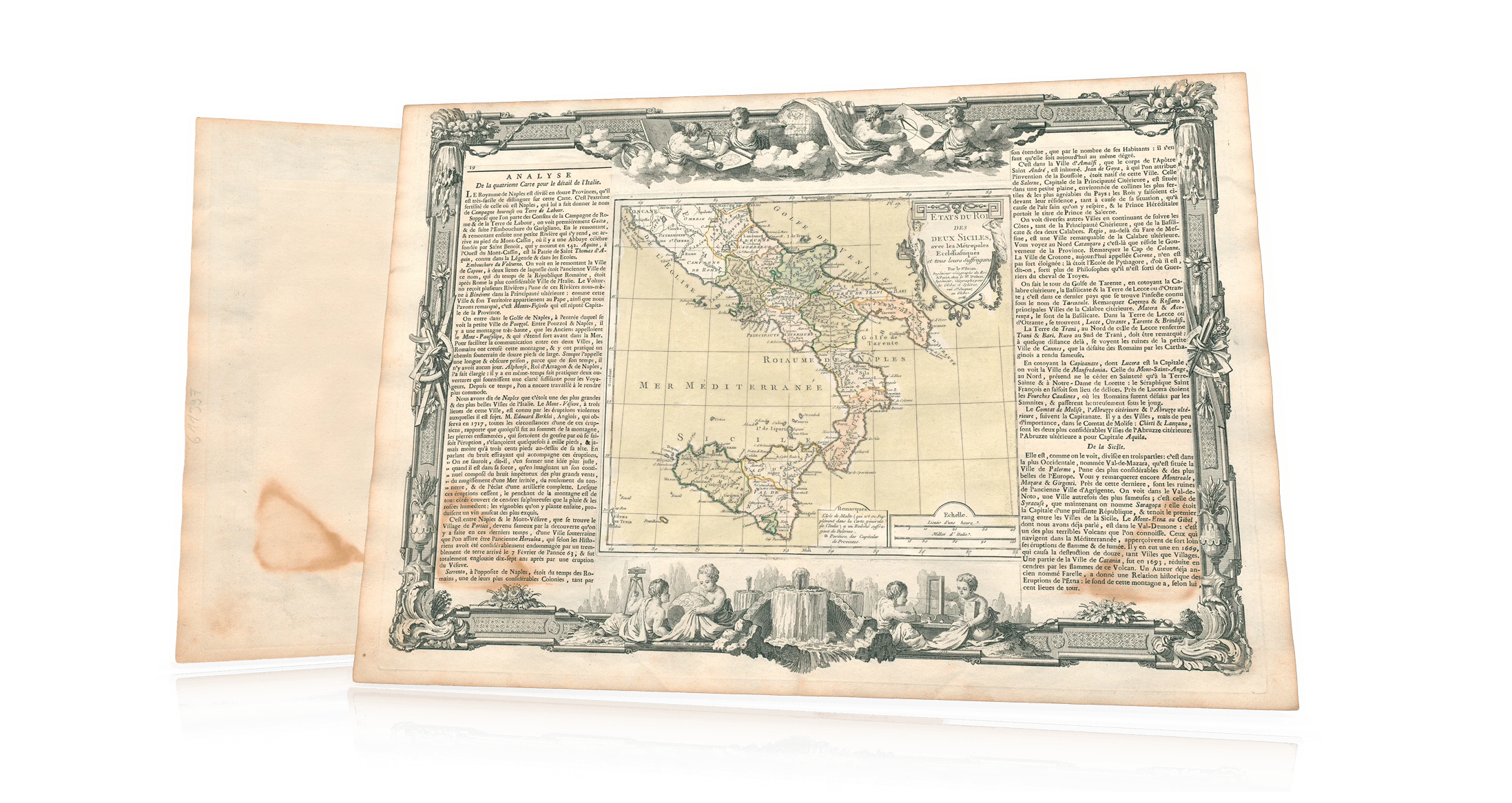 La riproduzione facsimile della mappa degli Stati del Regno delle Due Sicilie, Louis Brion de la Tour, 1767.