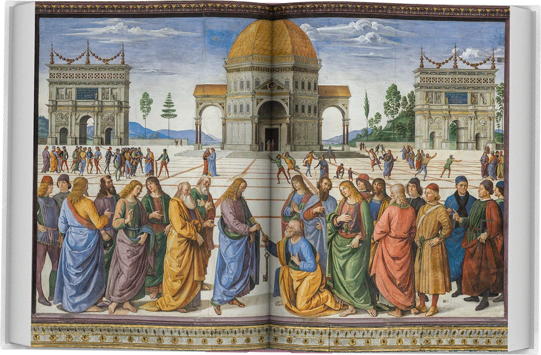 La Consegna delle Chiavi di Pietro Perugino, fra gli affreschi quattrocenteschi delle pareti laterali.